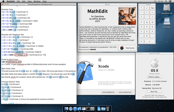 MathEdit running on OS X Mountain Lion