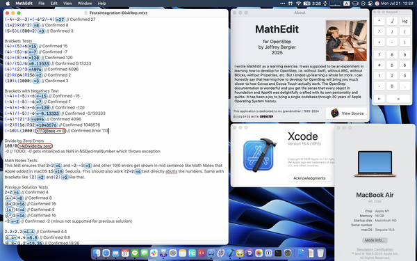 MathEdit running on macOS Sequoia