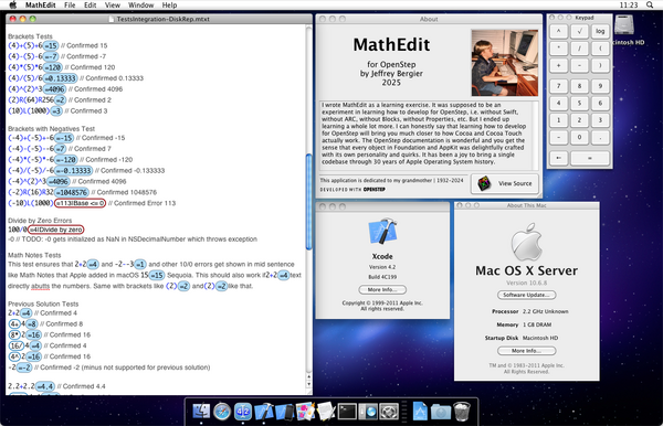MathEdit running on Mac OS X Snow Leopard