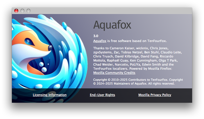 AquaFox About Window